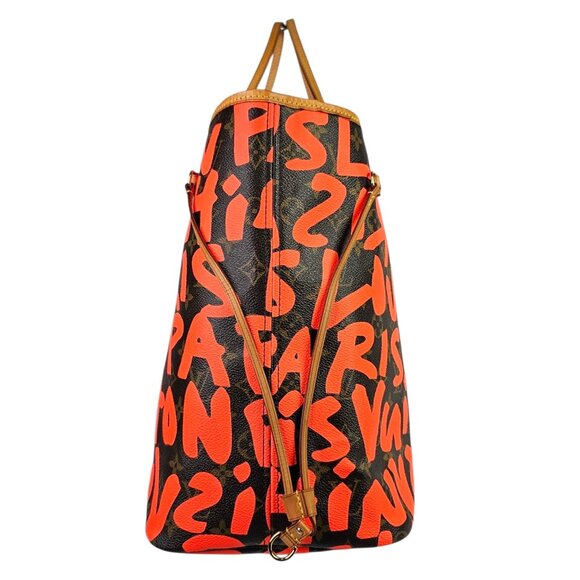 LOUIS VUITTON NEVERFULL 2009 GM Graffiti Stephen Sprouse LV Monogram Orange Bag - Picture 5 of 16